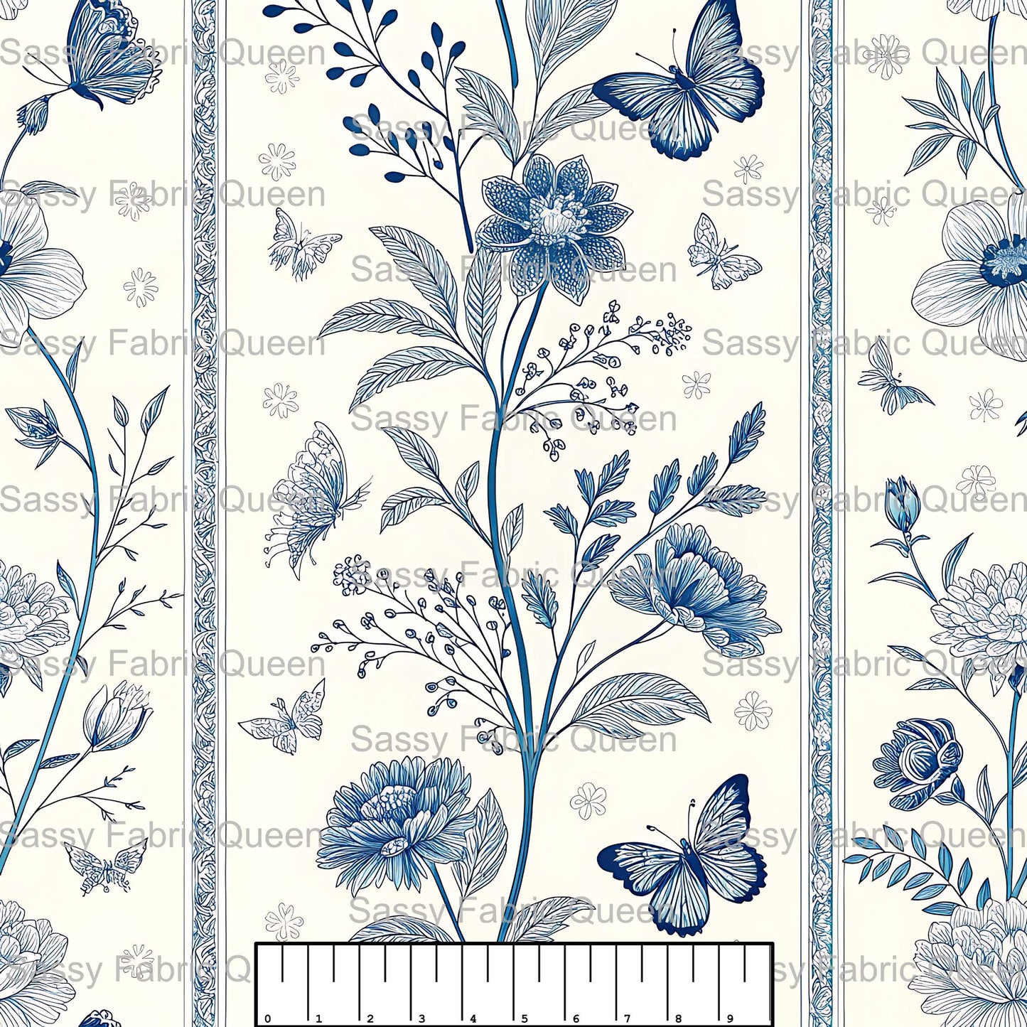 Blue Butterfly Toile 001