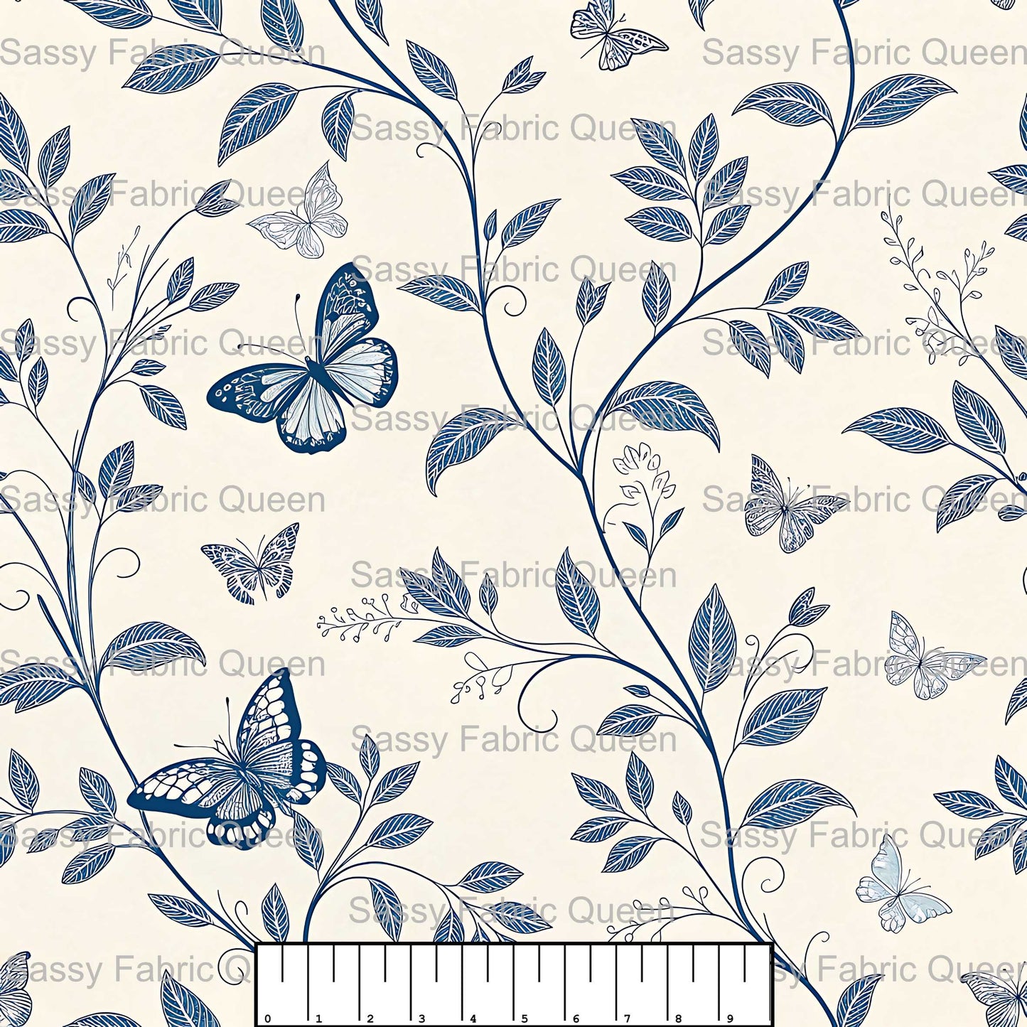 Blue Butterfly Toile 003