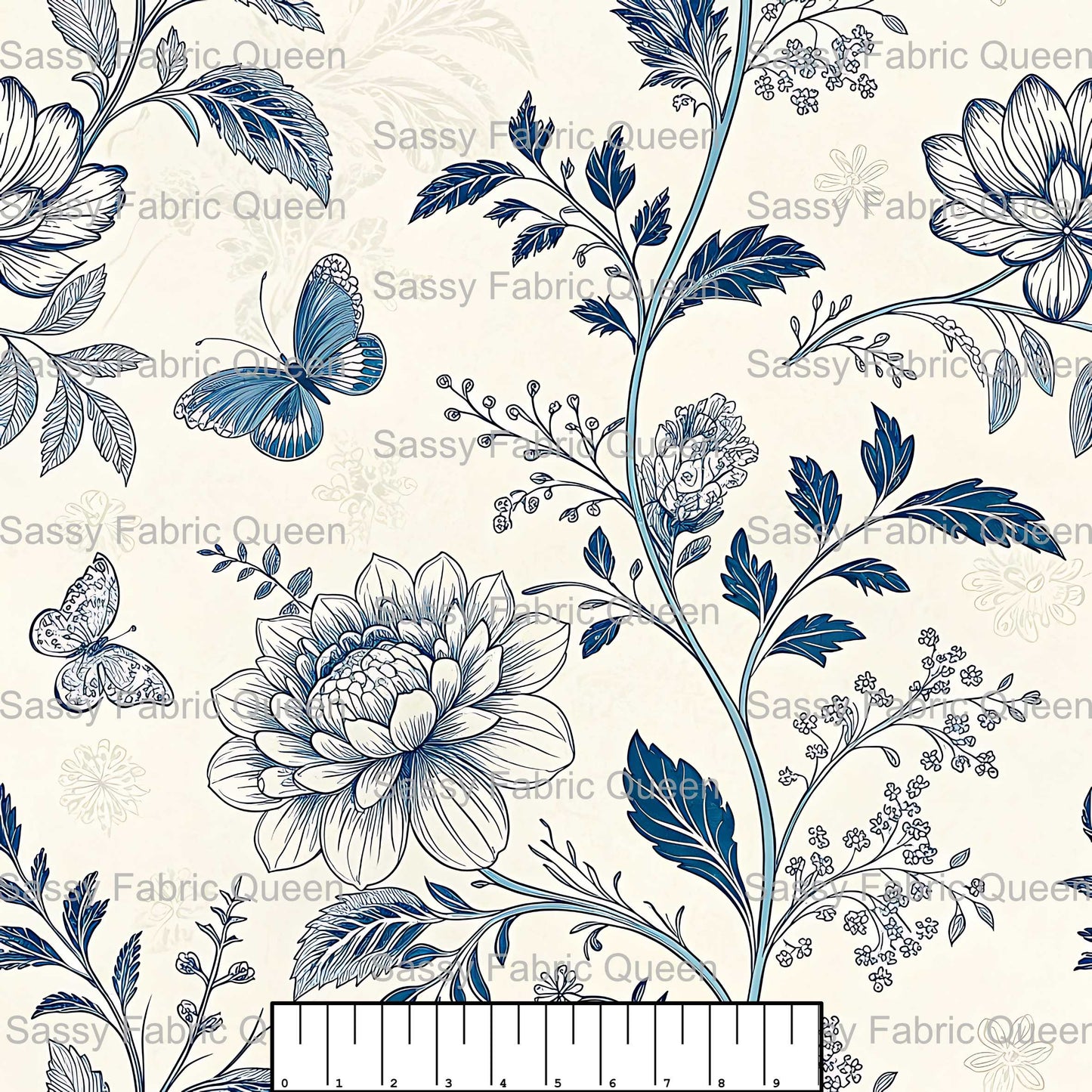 Blue Butterfly Toile 004