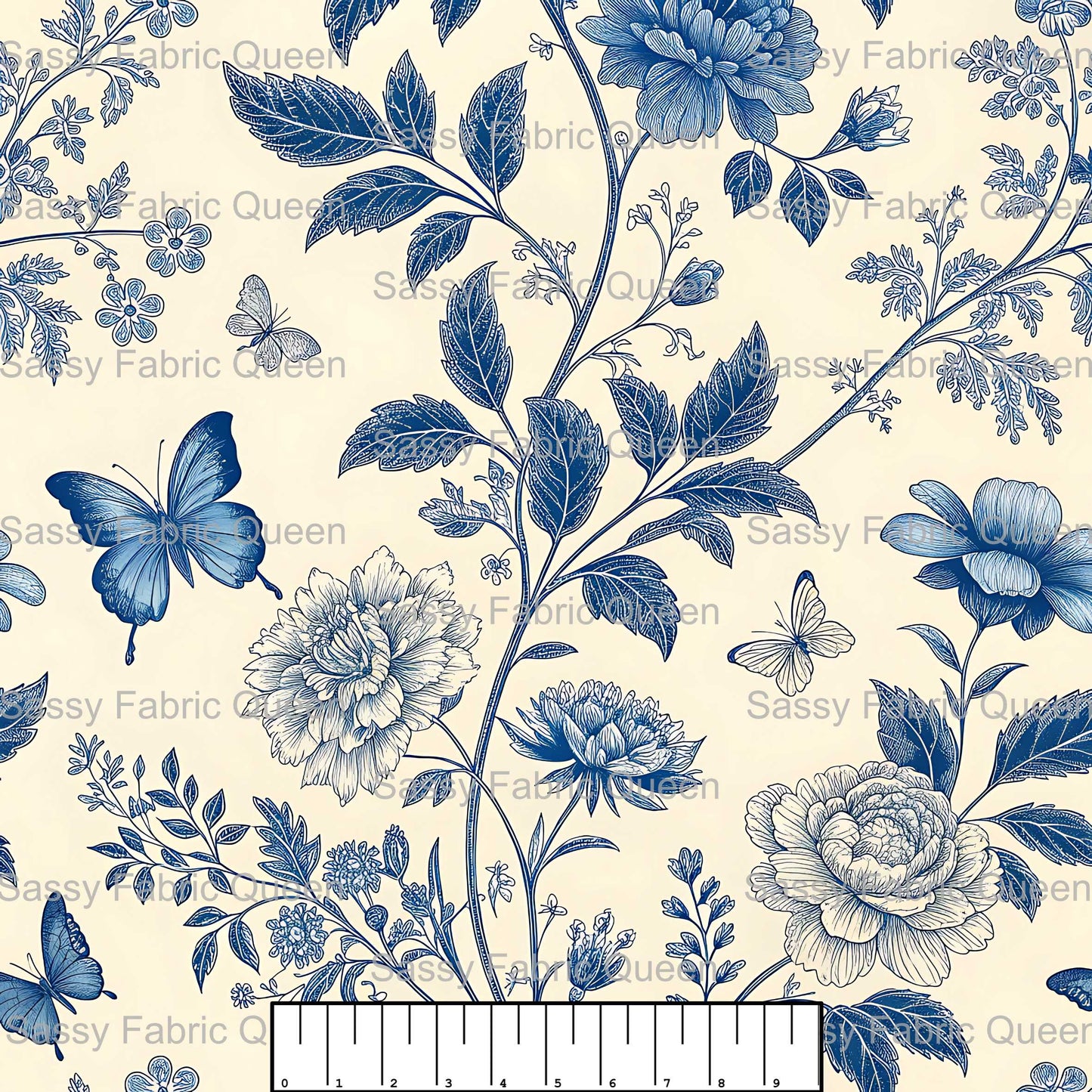Blue Butterfly Toile 007