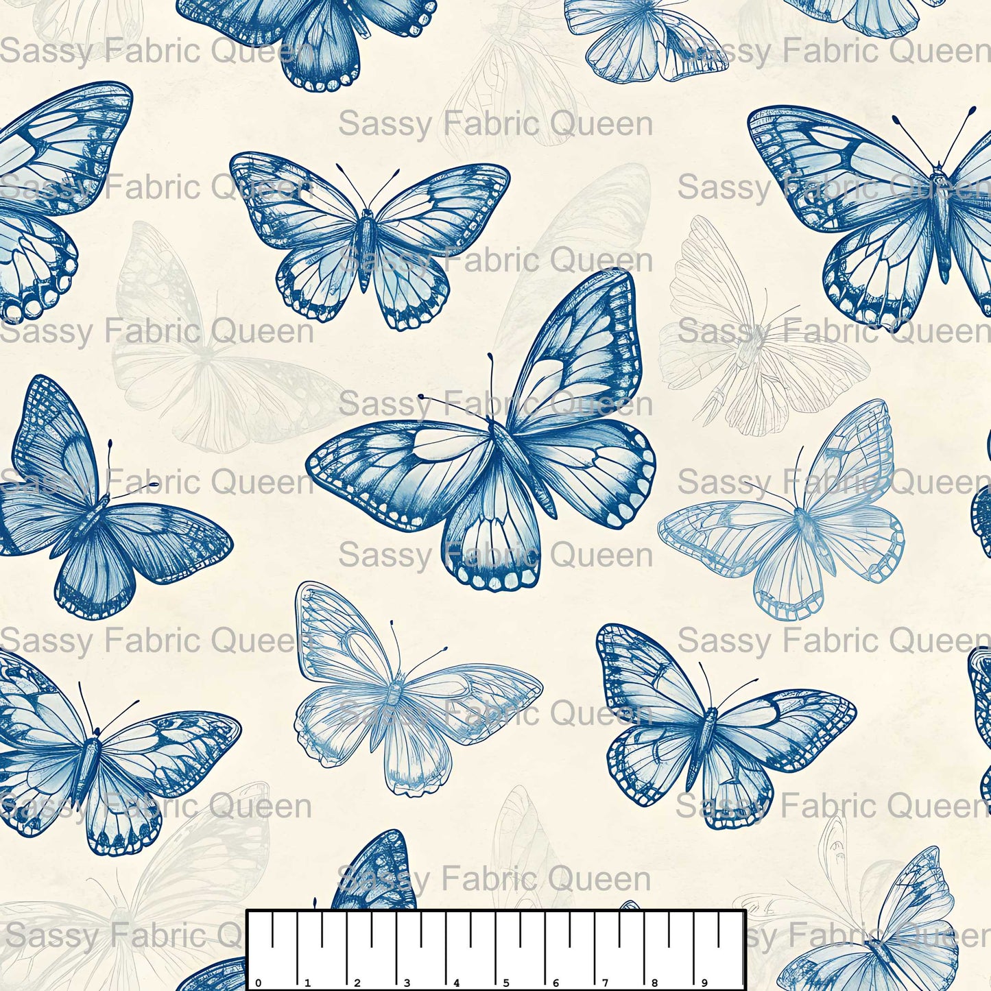 Blue Butterfly Toile 009