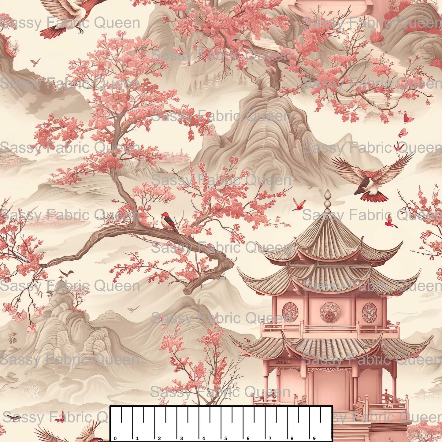 Dusty Pink Rose Toile 001