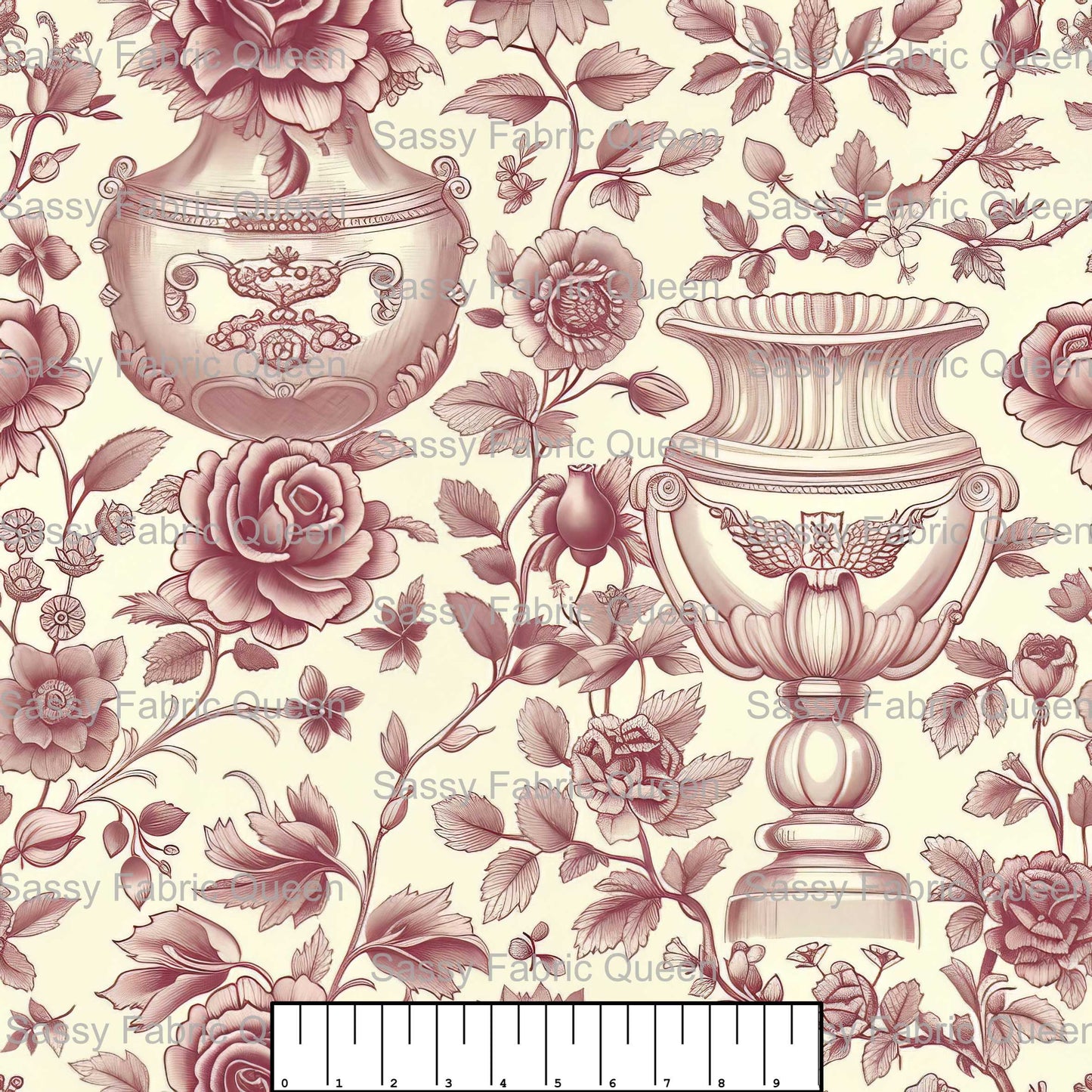 Dusty Pink Rose Toile 010