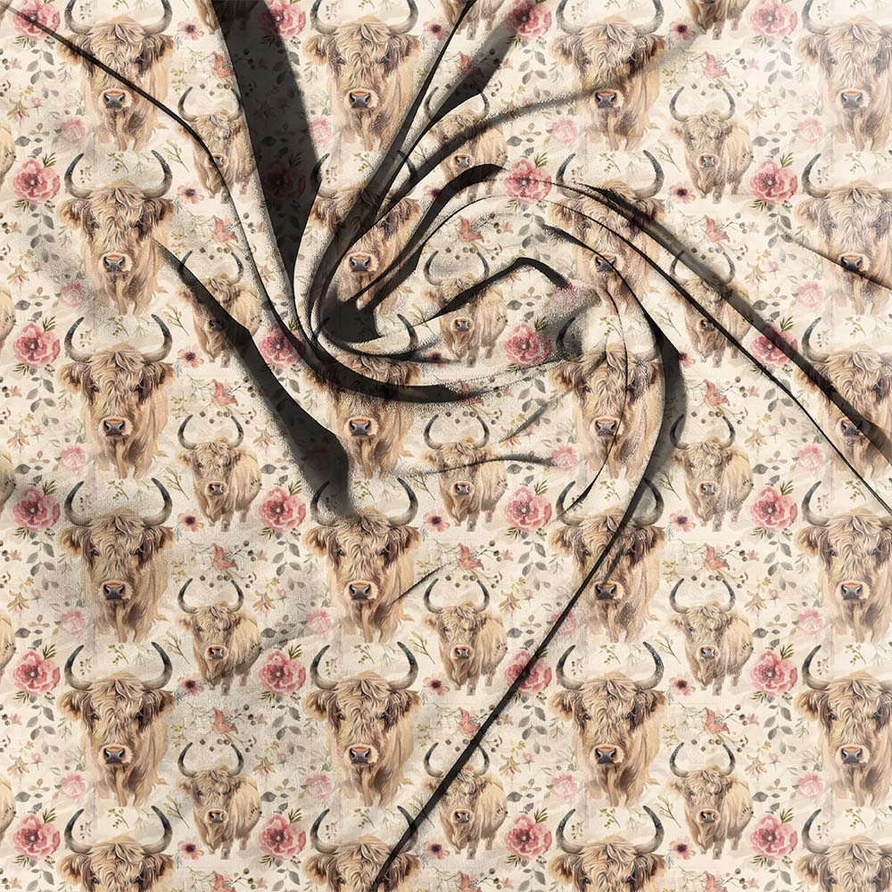 Highland Cow Floral 002