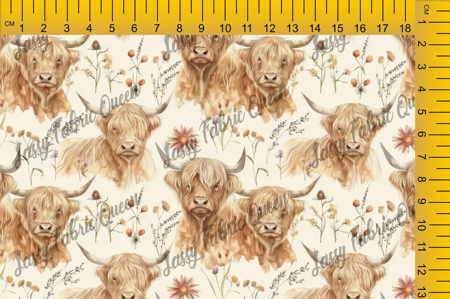 Highland Cow Floral 001