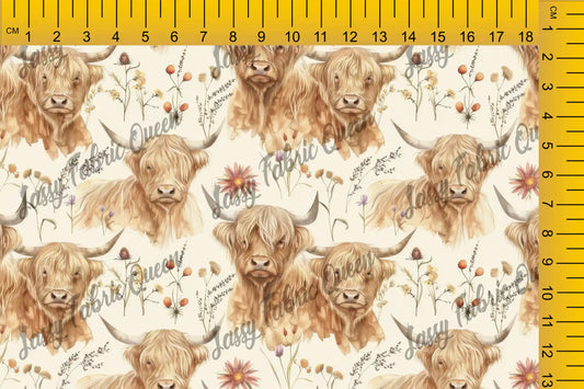 Highland Cow Floral 001
