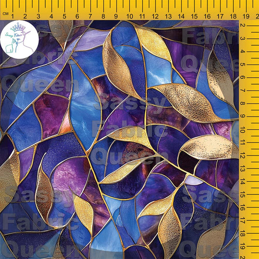 Mosaic Glass Leaves Purpblu 001