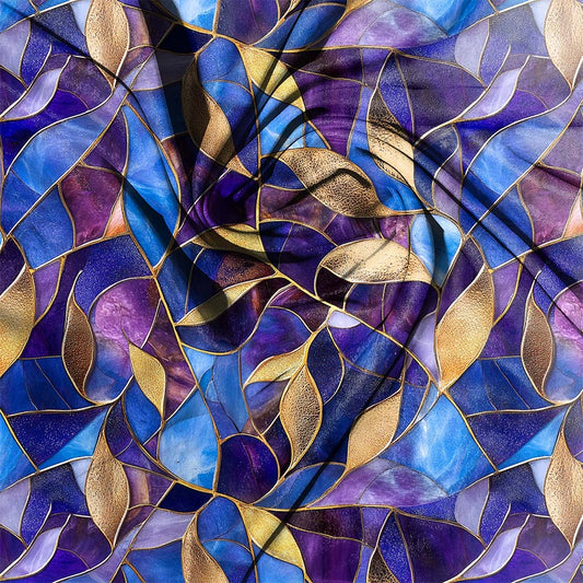 Mosaic Glass Leaves Purpblu 001