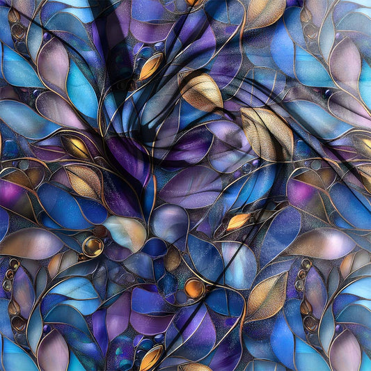 Mosaic Glass Leaves Purpblu 006