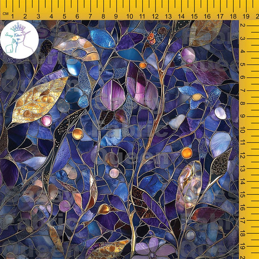Mosaic Glass Leaves Purpblu 011