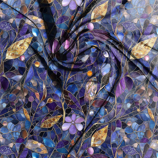 Mosaic Glass Leaves Purpblu 011