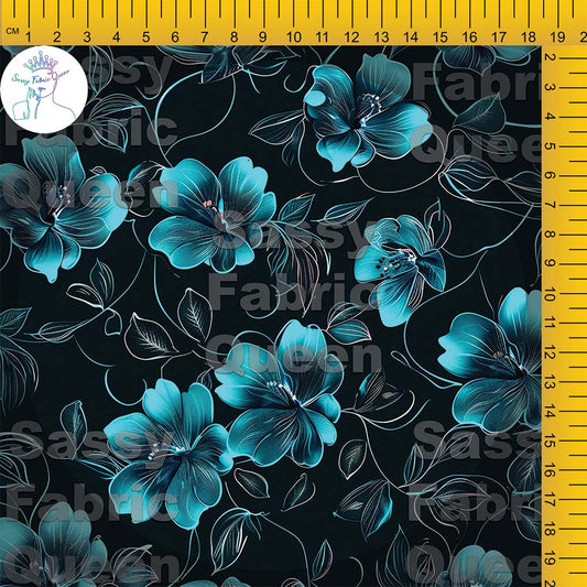 Neon Cyan Blooms 001