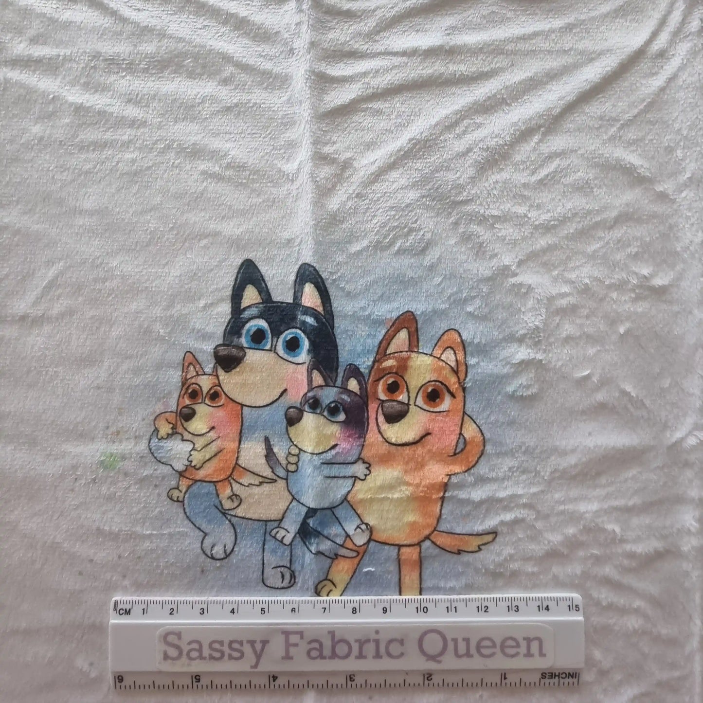 Heeler Family 50cm x 50cm panel - Minky