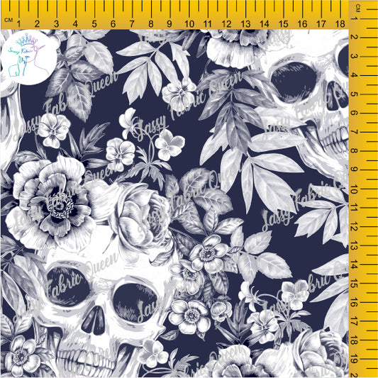 Rose Skulls Navy