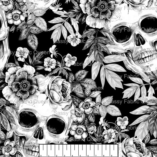 Rose Skulls Black