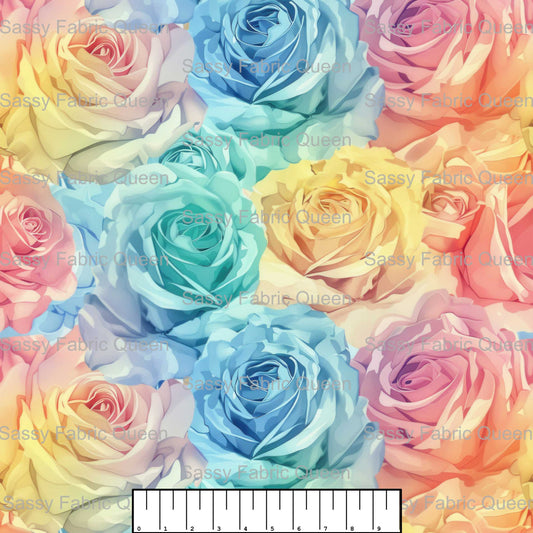 Watercolour Rainbow Roses 001