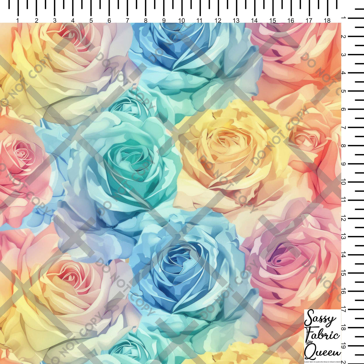 Watercolour rainbow roses