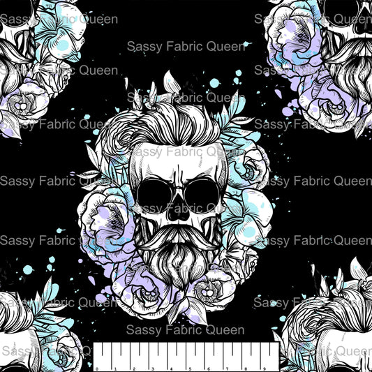 Bearded Skull n Roses BLK