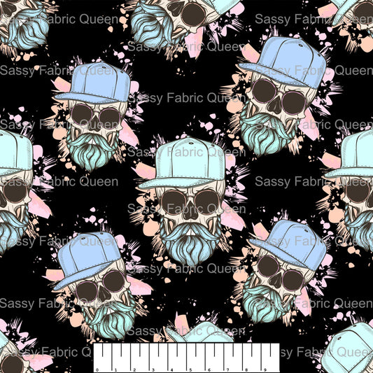 Bearded n Capped Skull BLK