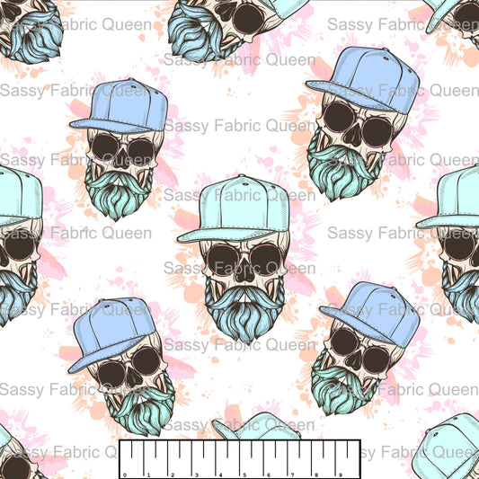 Bearded n Capped Skull WHT