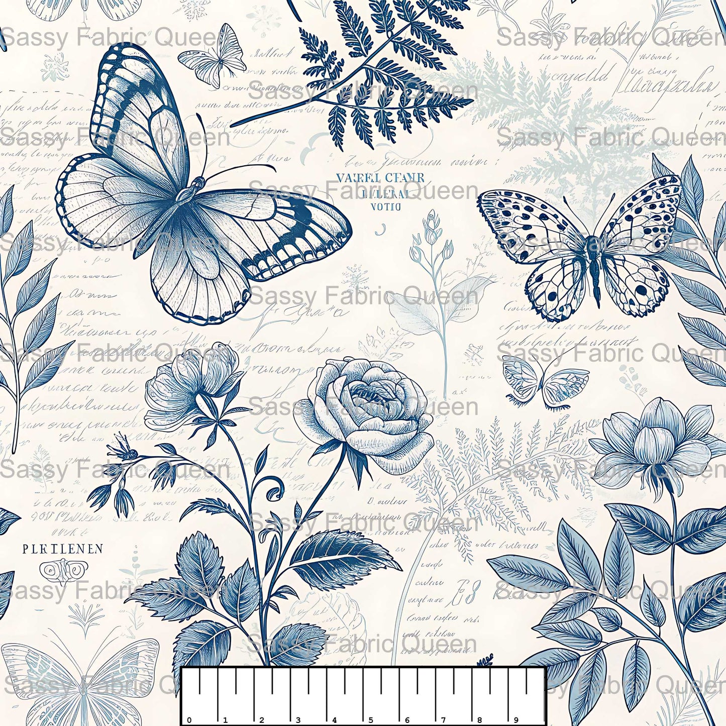 Blue Butterfly Toile 002