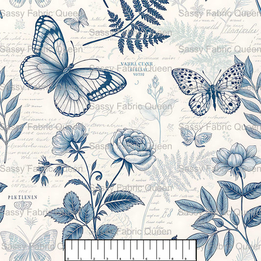 Blue Butterfly Toile 002