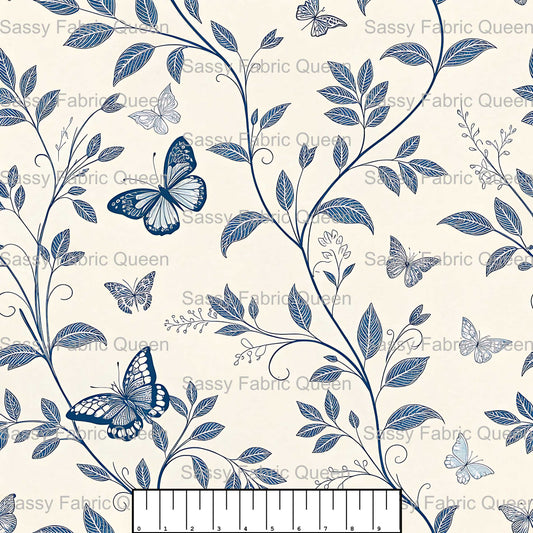 Blue Butterfly Toile 003