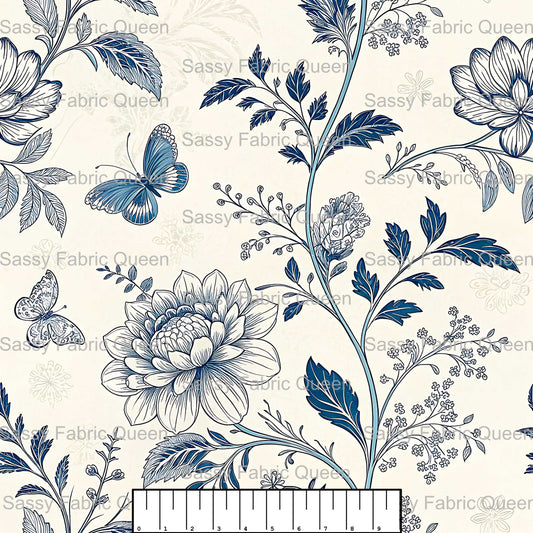 Blue Butterfly Toile 004