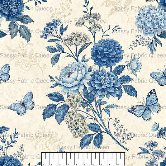 Blue Butterfly Toile 005