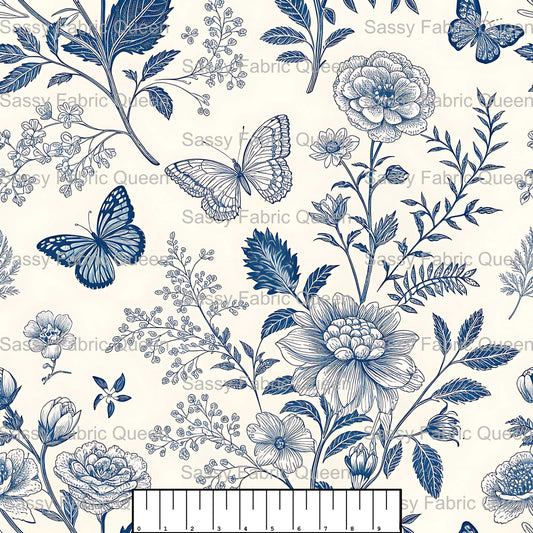 Blue Butterfly Toile 006