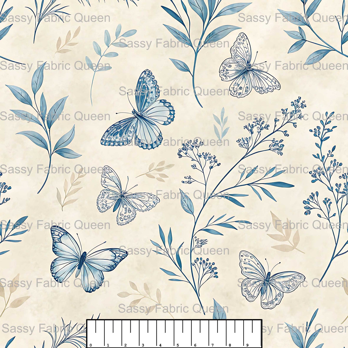Blue Butterfly Toile 008