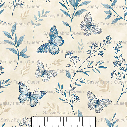 Blue Butterfly Toile 008