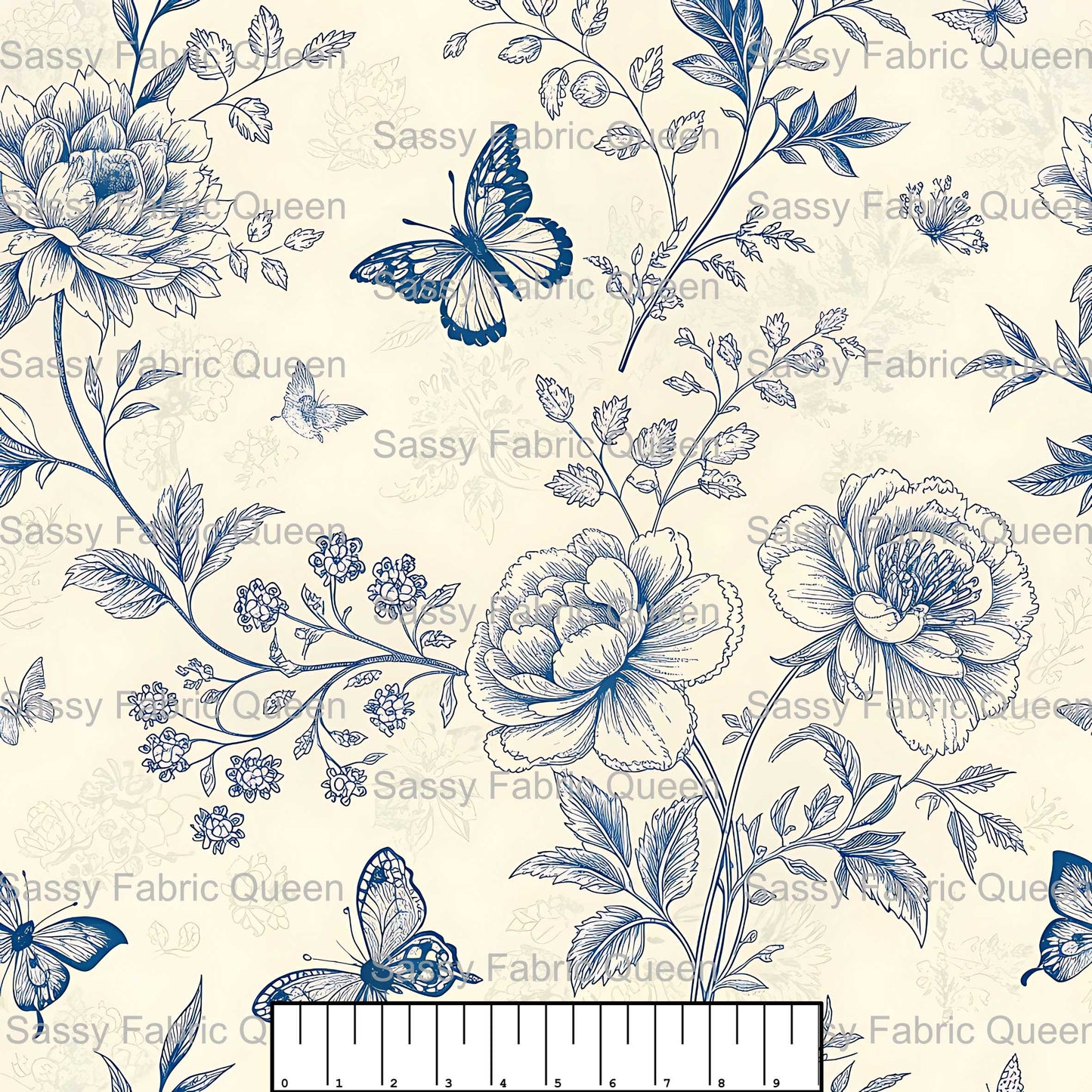 Blue Butterfly Toile 010