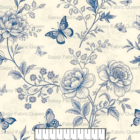 Blue Butterfly Toile 010