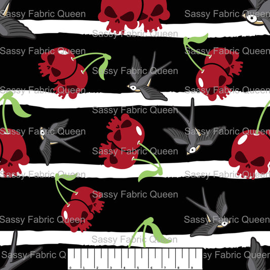 Cherry Skulls and Swallows