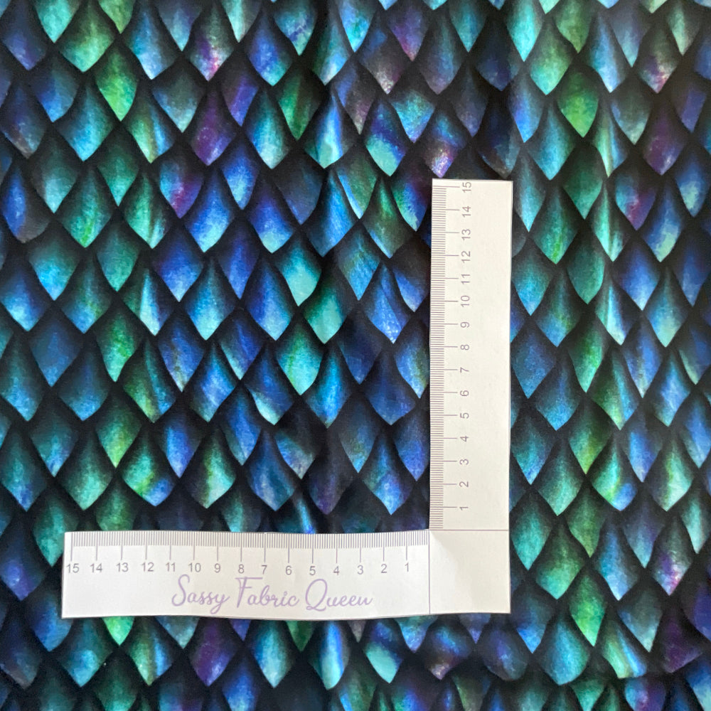 Dragon Scales, Paua - Cotton Lycra 200-220gsm