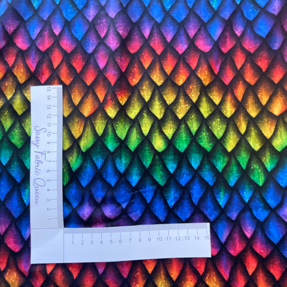 Dragon Scales, Rainbow - Cotton Lycra 200-220gsm