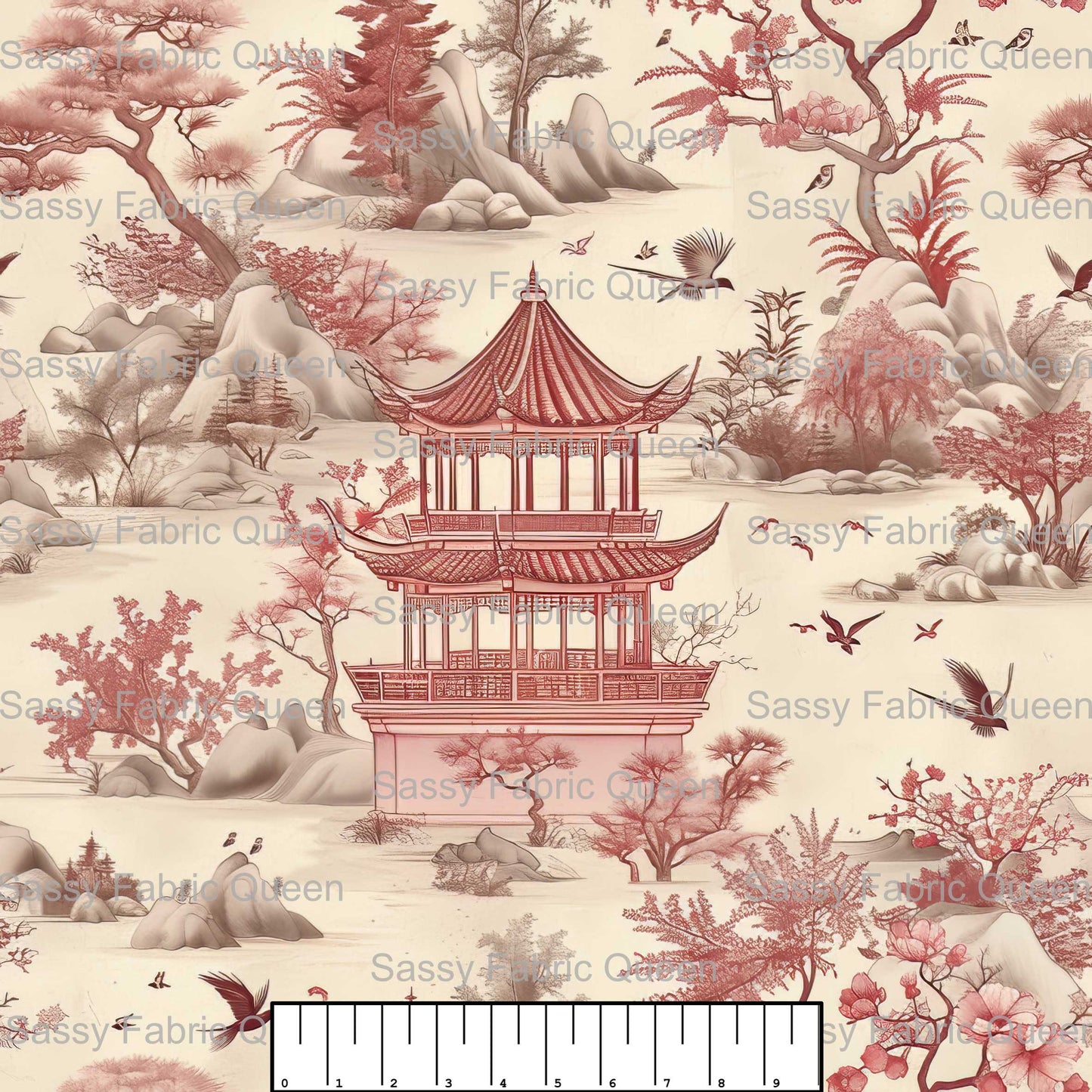 Dusty Pink Rose Toile 002