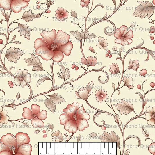 Dusty Pink Rose Toile 004