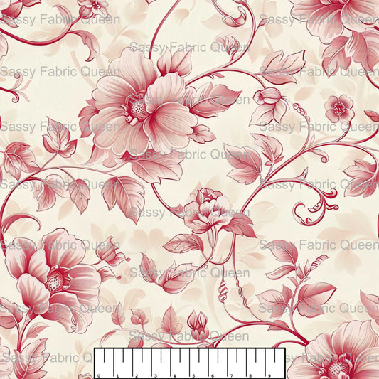 Dusty Pink Rose Toile 005