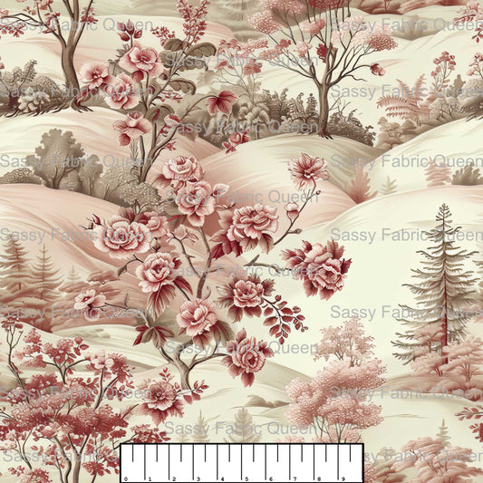 Dusty Pink Rose Toile 008