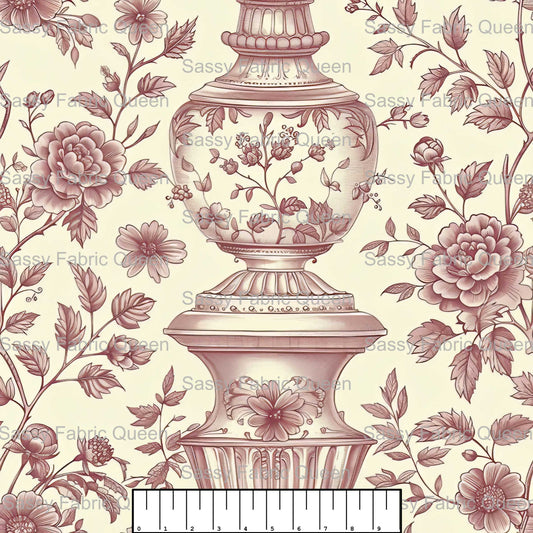 Dusty Pink Rose Toile 009