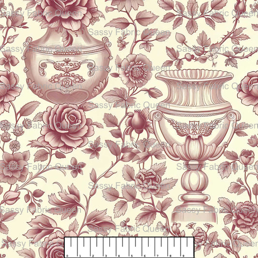 Dusty Pink Rose Toile 010