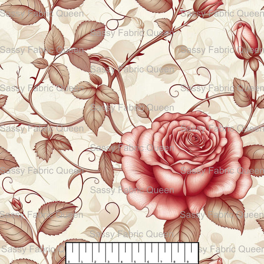 Dusty Pink Rose Toile 011