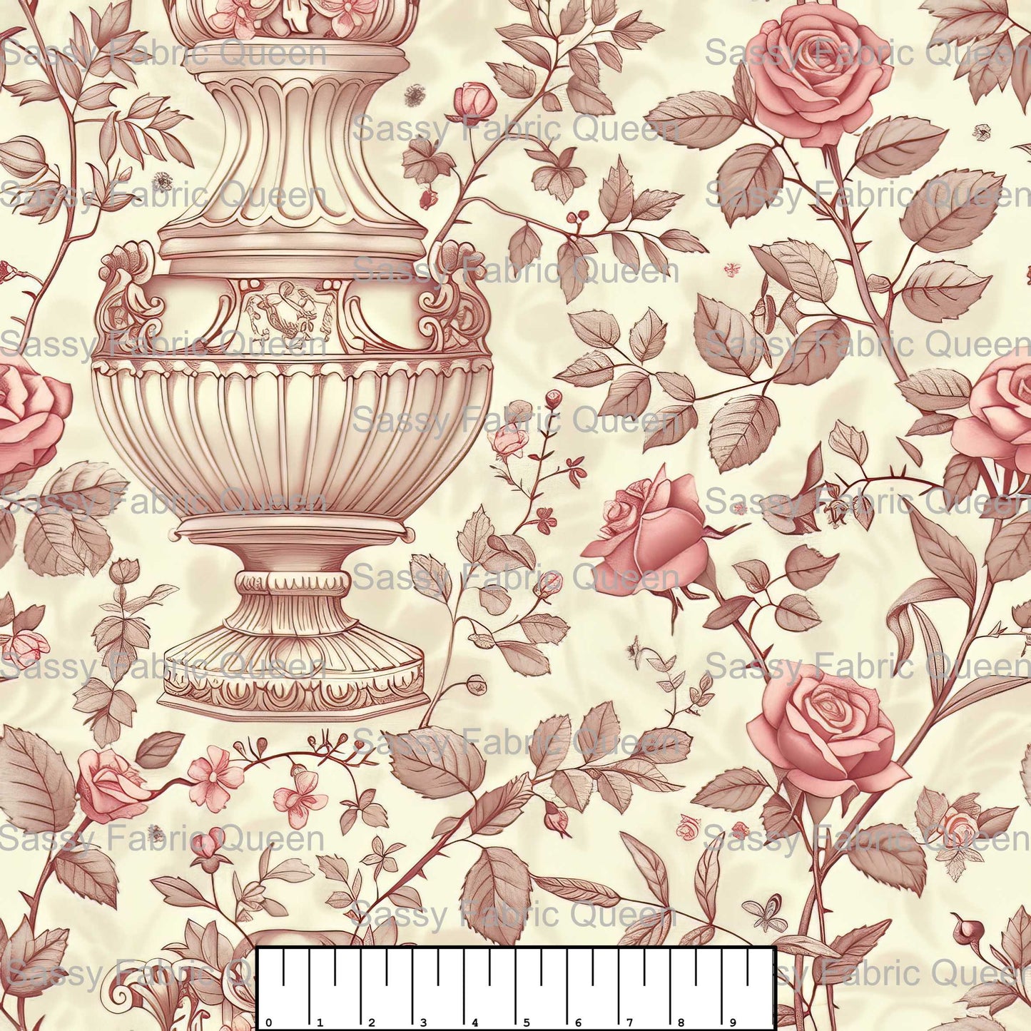 Dusty Pink Rose Toile 012