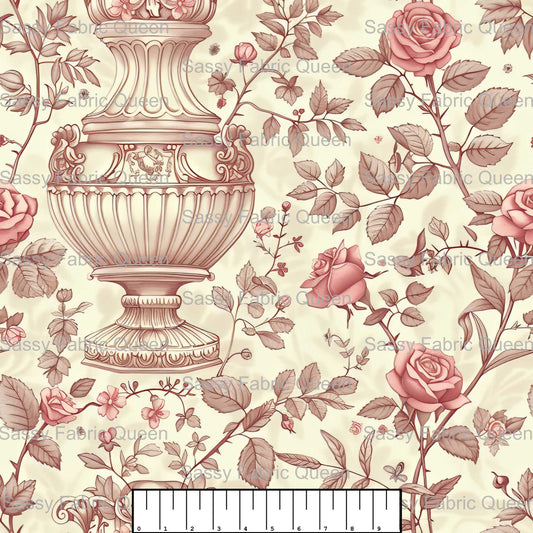 Dusty Pink Rose Toile 012
