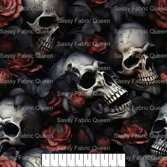 Gothic Floral Skull red