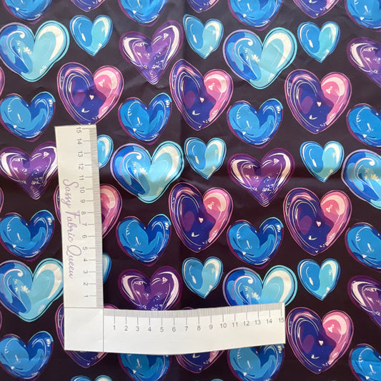 Hearts - CyanPurple 009 - Cotton Poplin 140gsm