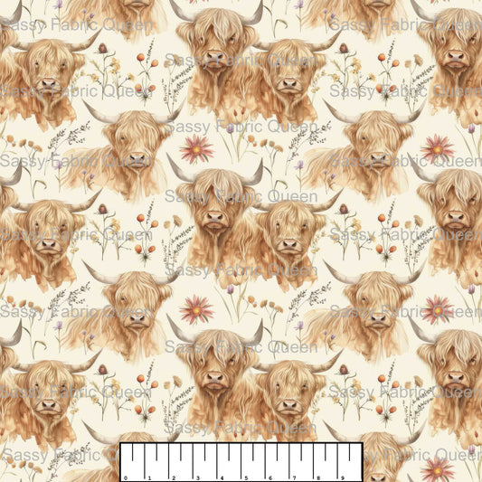 Highland Cow Floral 001