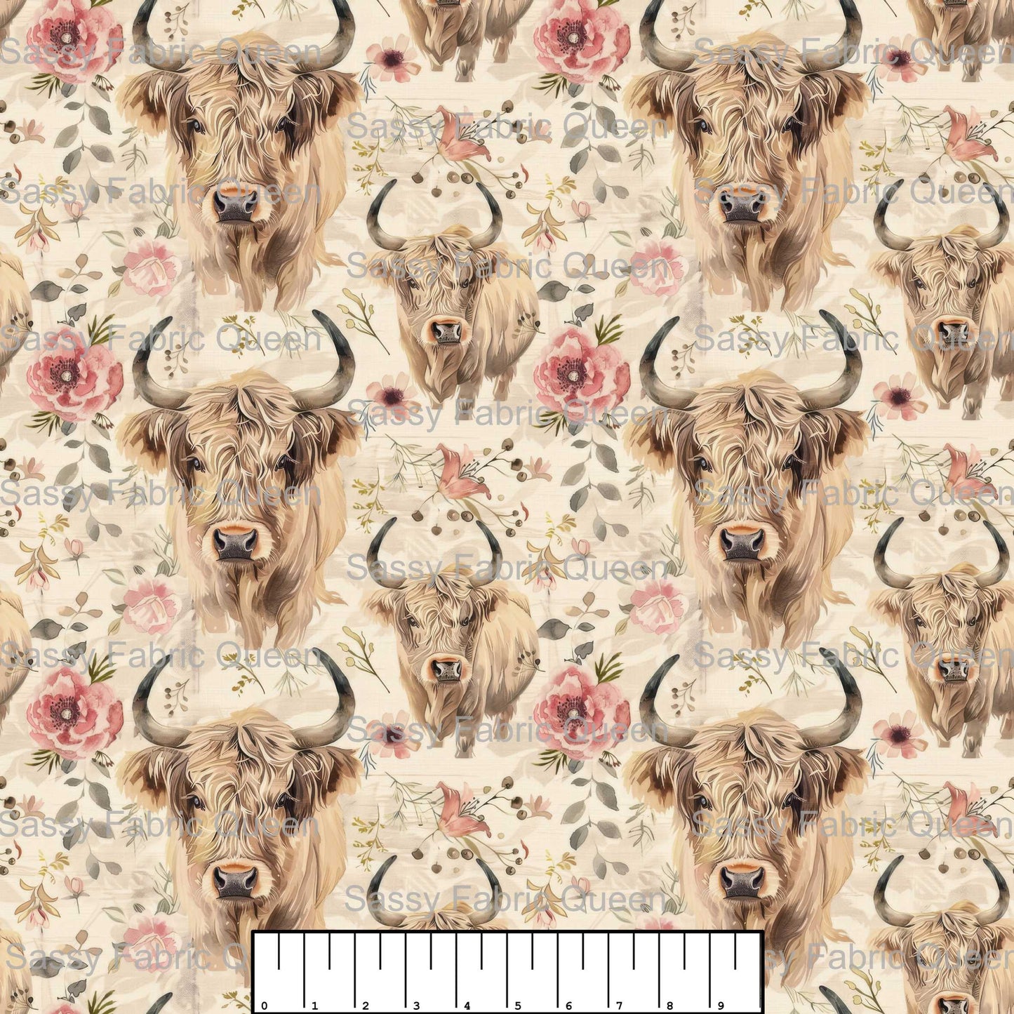 Highland Cow Floral 002